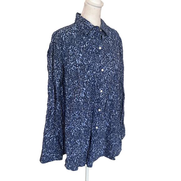 J. McLaughlin Blue and White Button Down Top Womens Size XL - Picture 3 of 6